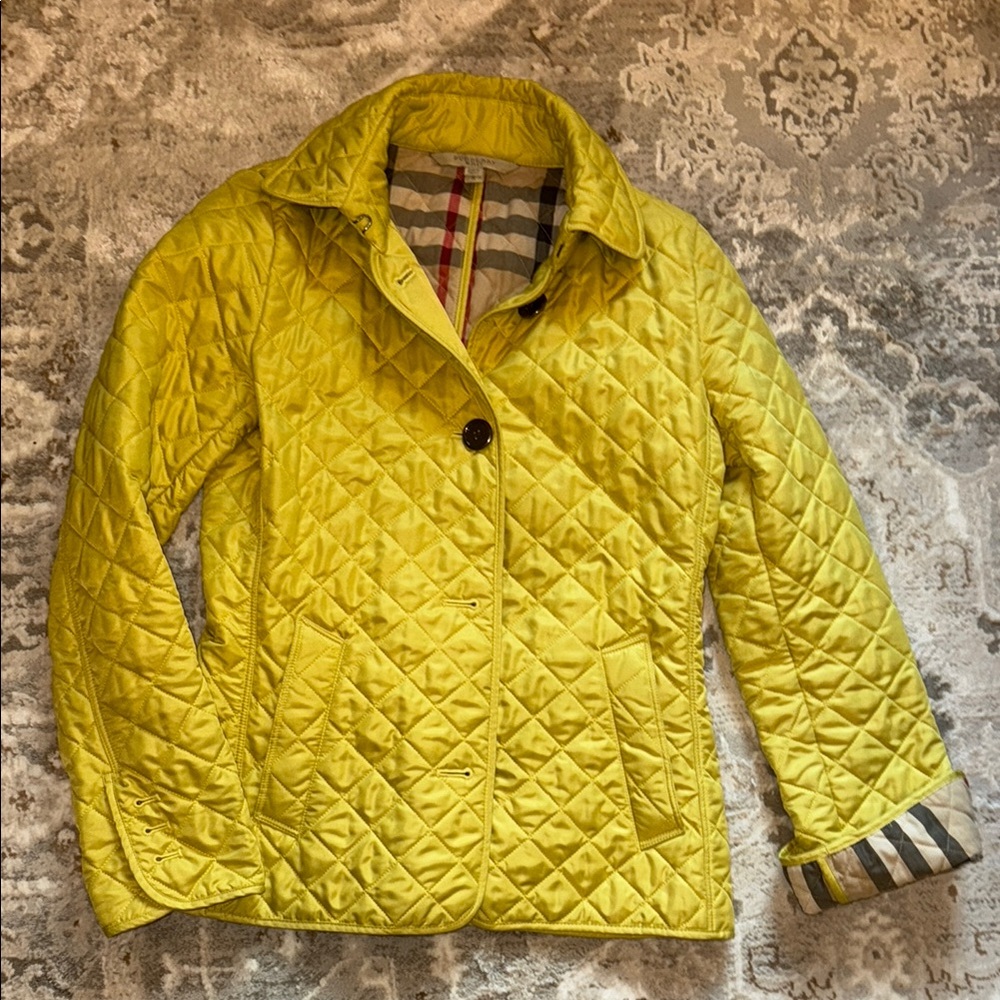 Burberry Yellow Puffer Jacket with Quilted Design